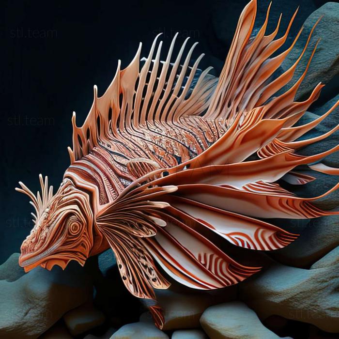 3D model Indian lionfish fish (STL)